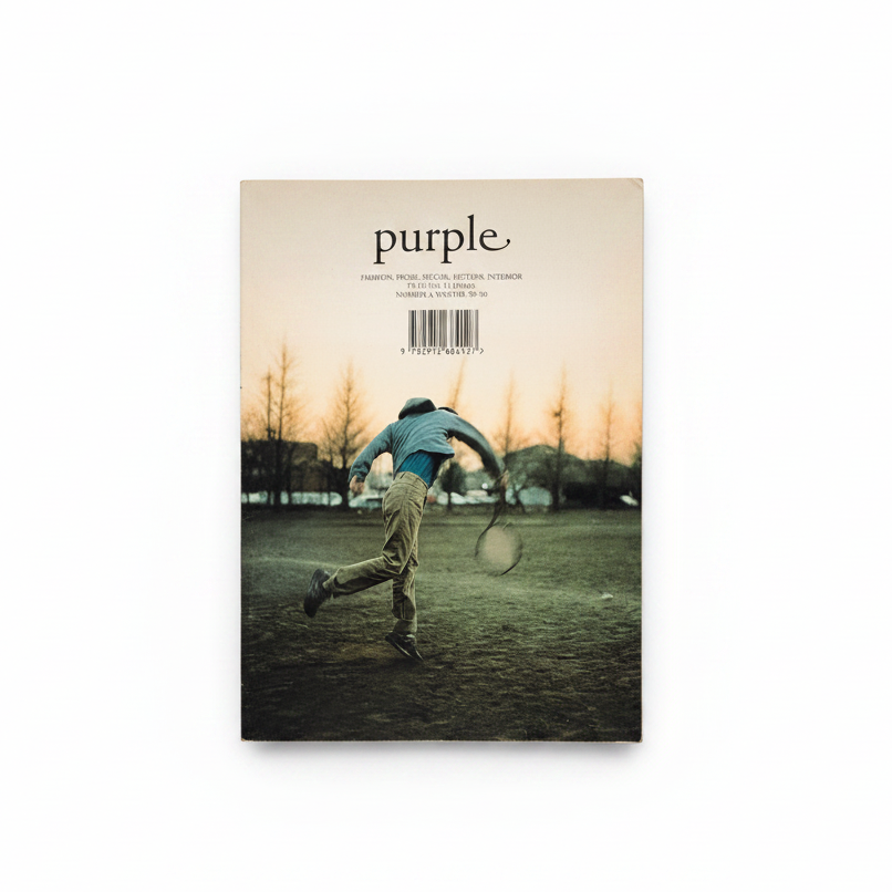 purple magazine back cover white background